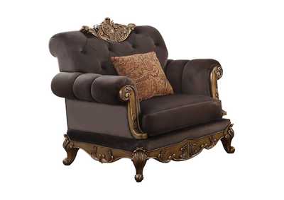 Orianne Charcoal Fabric Antique Gold Chair,Acme