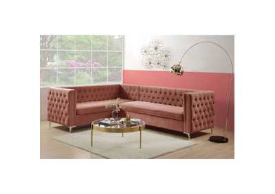 Image for Rhett Coral Velvet Sectional Sofa