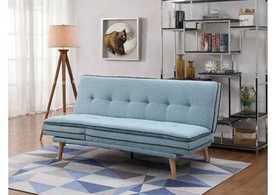 Arcadia Blue Linen & Oak Finish Savilla Futon