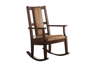 Butsea Brown Fabric & Espresso Rocking Chair