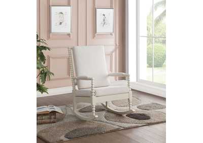 Tristin Cream Fabric & White Rocking Chair