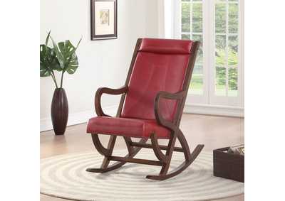 Triton Burgundy PU & Walnut Rocking Chair