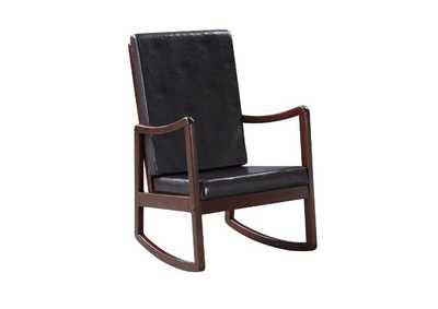 Raina Dark Brown PU & Espresso Finish Rocking Chair