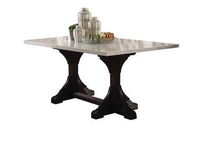Gerardo White Marble & Weathered Espresso Dining Table,Acme
