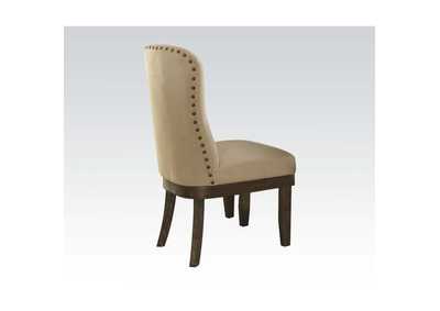 Landon Beige Linen Salvage Brown Side Chair (2Pc)