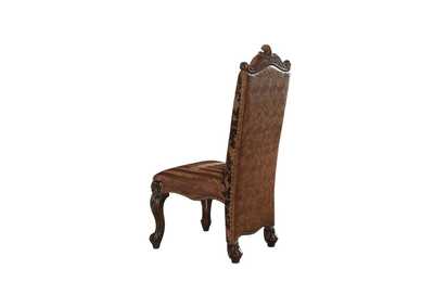 Versailles 2-Tone Light Brown PU/Fabric & Cherry Oak Side Chair,Acme
