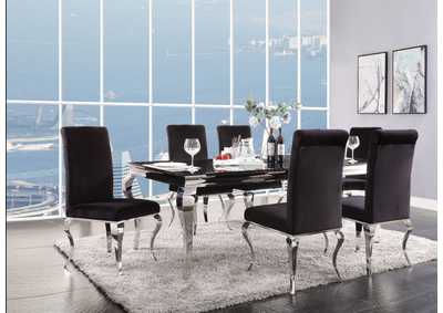 Fabiola Stainless Steel & Black Glass Dining Table