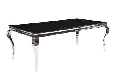 Image for Argrio Stainless Steel & Black Glass Fabiola Dining Table
