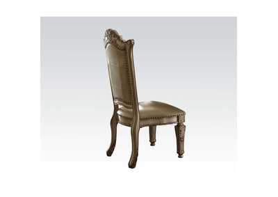 Vendome Bone PU & Gold Patina Side Chair,Acme