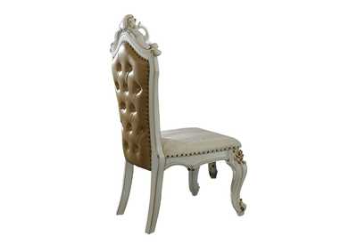 Picardy Fabric/Butterscotch PU & Antique Pearl Side Chair