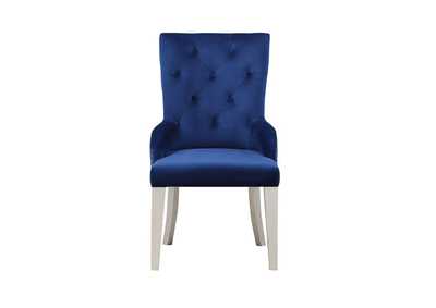 Varian Blue Fabric & Antique Platinum Side Chair,Acme