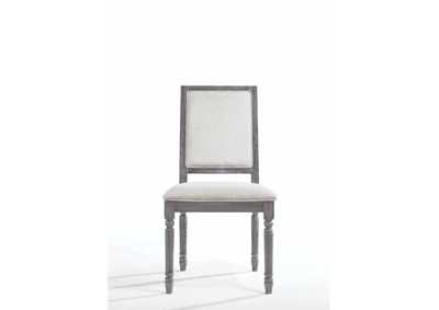 Leventis Cream Linen & Weathered Gray Side Chair,Acme