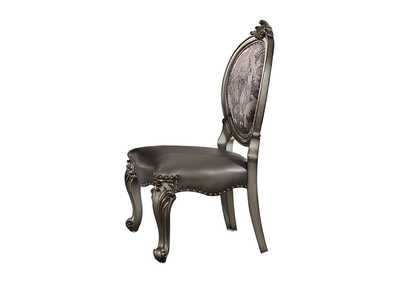 Versailles Silver PU & Antique Platinum Side Chair,Acme