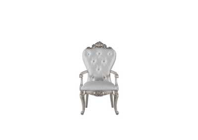 Gorsedd Cream Fabric & Antique White Chair,Acme