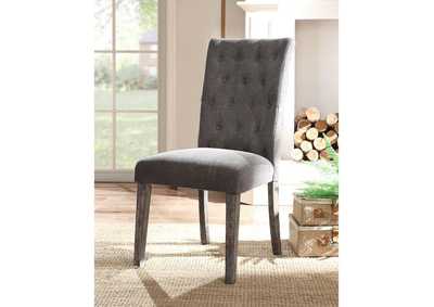 Carmelina Gray Velvet & Weathered Gray Oak Side Chair,Acme