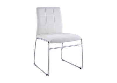 Gordie White PU & Chrome Side Chair,Acme