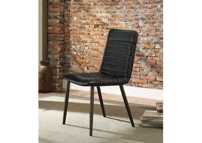 Hosmer Black Top Grain Leather & Antique Black Side Chair,Acme