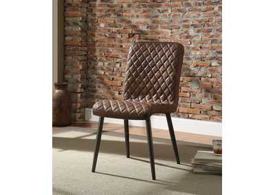 Millerton Vintage Chocolate Top Grain Leather & Antique Black Side Chair,Acme