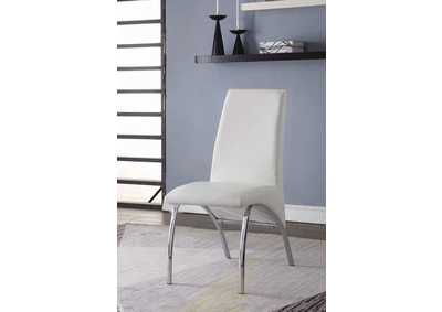 Pervis White PU & Chrome Side Chair,Acme