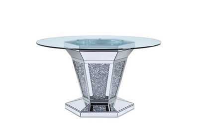 Image for Noralie Mirrored, Faux Diamonds & Clear Glass Dining Table