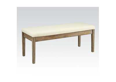 Image for Claudia Beige Linen & Salvage Brown Bench