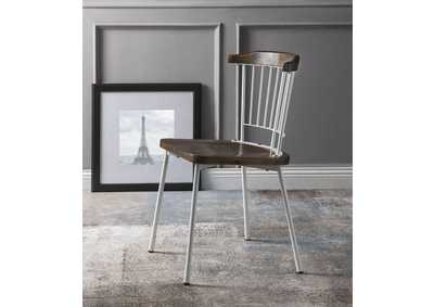 Orien White & Brown Oak Side Chair,Acme