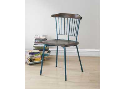 Orien Teal & Brown Oak Side Chair,Acme