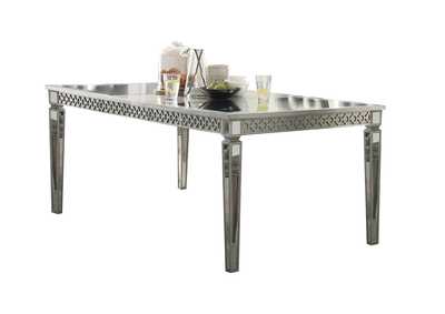 Kacela Mirrored & Antique Silver Finish Dining Table