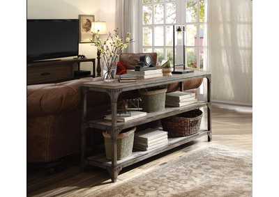 Gorden Weathered Oak & Antique Silver Accent Table
