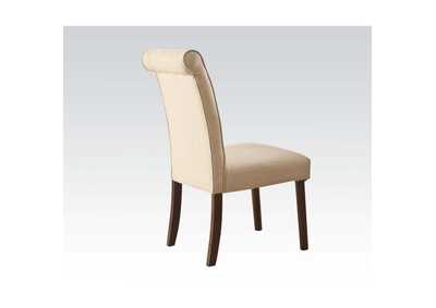 Gasha Beige Linen & Walnut Side Chair