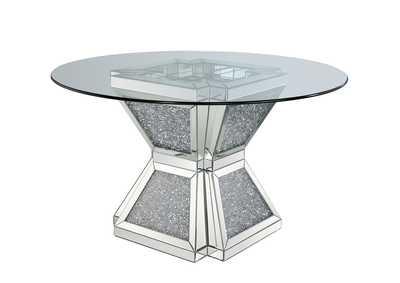 Image for Noralie Clear Glass, Mirrored & Faux Diamonds Dining Table