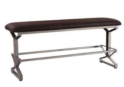 Image for Evangeline Rustic Brown Fabric & Black Finish Counter Height Bench