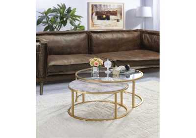 Shanish Faux Marble & Gold Coffee Table
