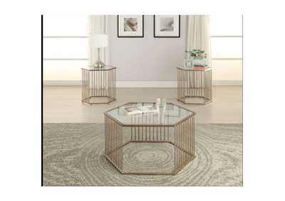 Oaklie Champagne & Clear Glass Coffee Table