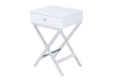 Image for Coleen White & Chrome Accent Table