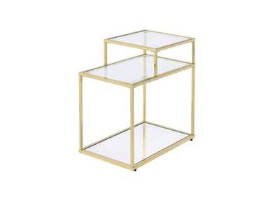 Image for Uchenna Clear Glass & Gold Finish Accent Table