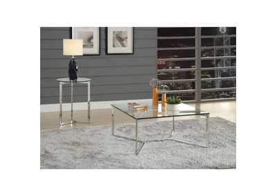 Volusius Stainless Steel & Clear Glass End Table