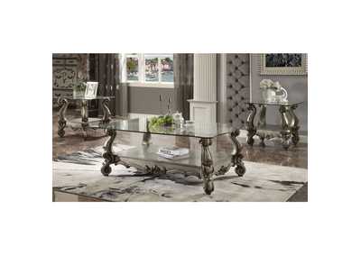 Versailles Antique Platinum & Clear Glass End Table
