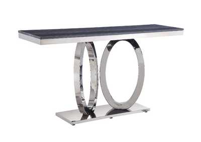Image for Zasir Gray Printed Faux Marble & Mirrored Silver Finish Accent Table