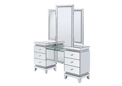 Image for Lotus Mirrored & Faux Crystals Vanity Desk