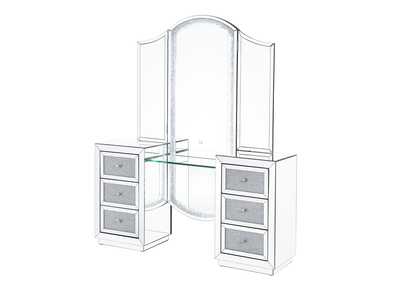 Image for Noralie LED, Mirrored & Faux Diamonds Vanity Desk