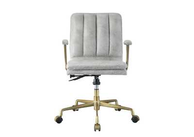 Image for Damir Vintage White Top Grain Leather & Chrome Office Chair
