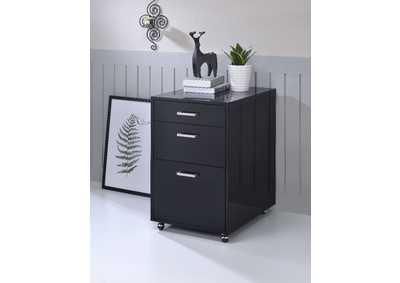Image for Coleen Black High Gloss Chrome File Cabinet