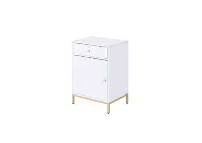 Image for Ottey White High Gloss & Gold Cabinet