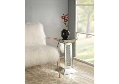 Nysa Mirrored & Faux Crystals Pedestal Stand