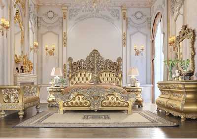 Image for Seville Tan PU & Gold Finish Eastern King Bed