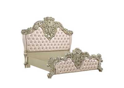 Image for Vatican PU Leather, Light Gold & Champagne Silver Finish Eastern King Bed