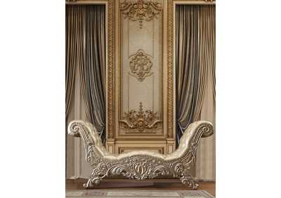 Image for Vatican Pu Leather, Light Gold & Champagne Silver Finish Bench