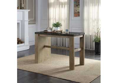 Image for Charnell Marble Oak Finish Counter Height Table