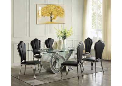 Noralie Mirrored & Faux Diamonds Dining Table,Acme